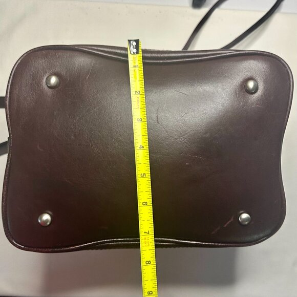 Patricia Nash Melrose Brushed Italian Nubuck Drawstring Bucket Bag Plum Key Fob - Picture 13 of 16